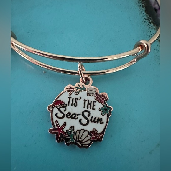 🎄 NWT Alex and Ani Tis’ the Sea-Sun Charm Bangle Bracelet in Shiny Rose Gold 🎄 - Picture 2 of 6